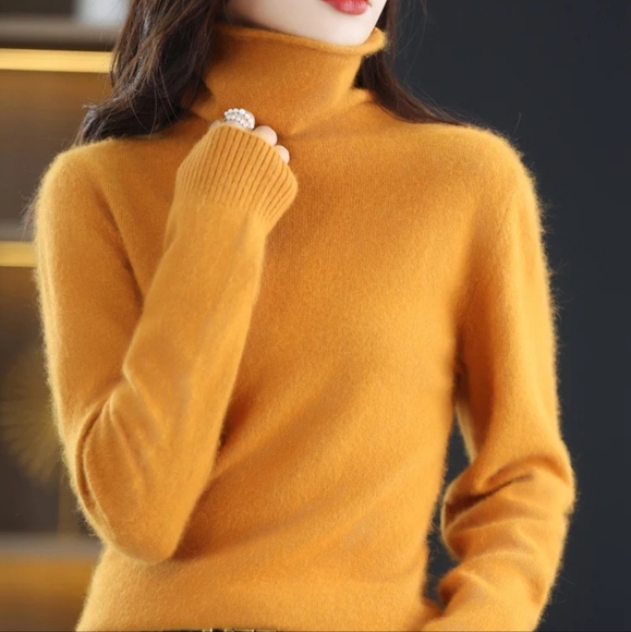 High Collar Mink Cashmere Sweater Women's Pullover - Picture 7 of 9